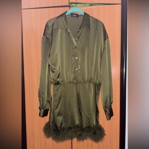 Cider green dress with fur